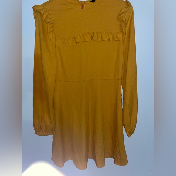 Zara Mustard Short Ruffle Dress - Picture 6 of 6
